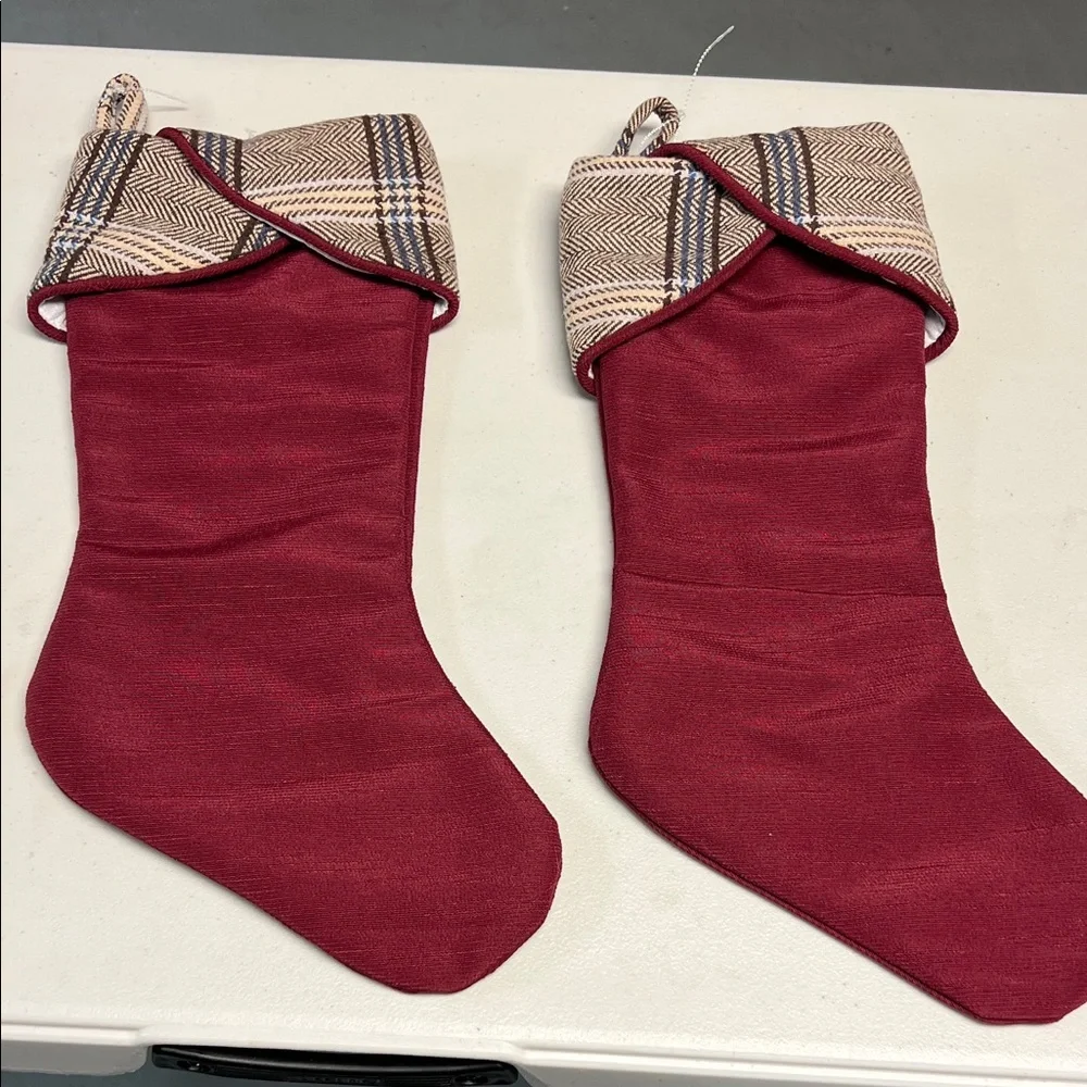 Red Plaid Cuff Christmas Stockings